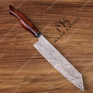 Handmade Damascus Steel Chef Knife: Wooden Handle, Culinary Gift