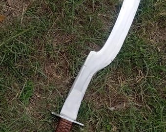 Ręcznie robiony miecz Khopesh 28" | Zakrzywiony egipski miecz stalowy z drewnianą rękojeścią i skórzaną pochwą