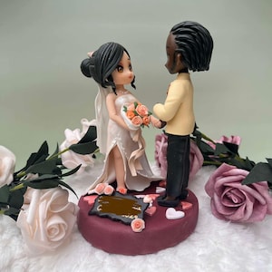 Custom Wedding Cake Topper, Personalized Handmade Chibi Figures, Clay Figurine Gift from photo for Bride and Groom