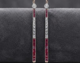 Art Deco Moissanite 925 Sterling Silver Dangle/Drop Engagement Earrings