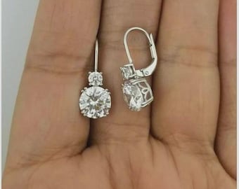 Art Deco Style Moissanite Women's Earrings, 925 Sterling Silver Engagement Earrings