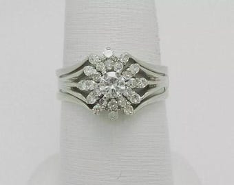 Art Deco Style Beautiful Round Cut Moissanite Ring, 925 Sterling Silver Floral Engagement/Wedding Bridal Ring Set