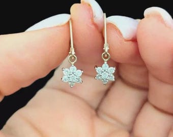 Art Deco Style 2.00Ct Round Cut Moissanite Dangle Earrings, 14K White Gold Finish Engagement Pair