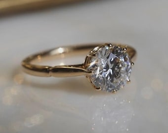1.45CT Round Cut VVS1 Moissanite Engagement 925 Silver Solitaire Ring