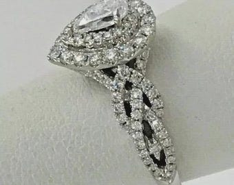 2.85Ct Pear Cut Moissanite Halo Ring, 925 Sterling Silver Minimalist Wedding/Engagement Ring For Woman's
