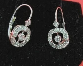 Art Deco Style Round Cut Moissanite 925 Silver Earrings – Wedding Drop/Dangle Earrings