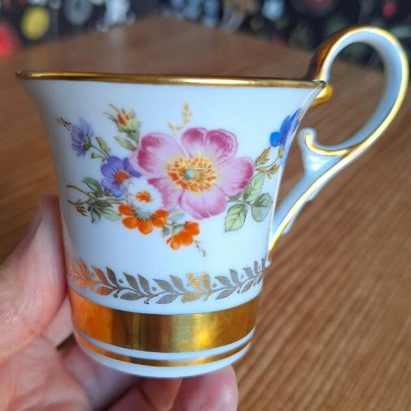 Vintage floral with gold RW Bavaria demitasse cup Made in Germany