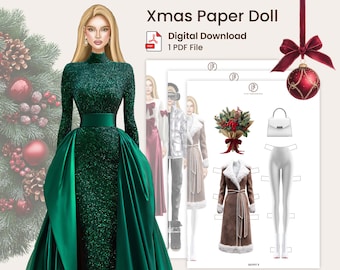 Xmas Paper Doll | Christmas Winter Dress Up Activity | Printable Doll Cutout