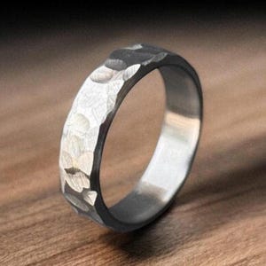 Hammered Titanium Ring Handcrafted Titanium Ring Titanium Rock Hammered 5mm Ring For Men Personalized Gift Anniversary Gift Wedding Band
