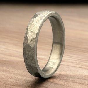 Titanium Hammered Ring Handcrafted Titanium Ring Titanium Rock Hammered 5mm Ring For Men Personalized Gift Anniversary Gift Wedding Band