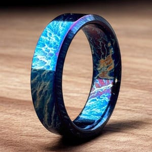 Unique Titanium Random Pattern Colorful Titanium Heat Anodized Handcrafted Titanium Ring For Men Anniversary Gift For Her Personalized Gift
