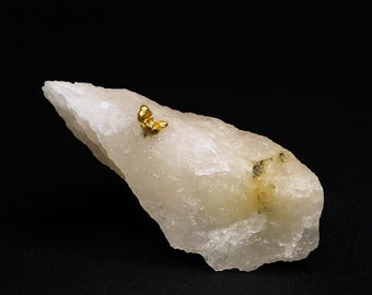 Native Gold on Quartz Specimen, Peru Gem Crystal