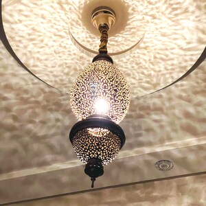 Marockansk ljuskrona – Handgjord kopparhänge, boho belysningsarmatur, orientalisk taklampa, marockansk inredning