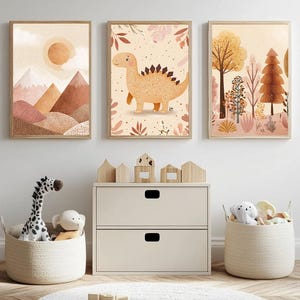 Kids Room Wall Art Collection, Bundle of 3 Nursery Prints -  Baby Room Decor - Playful Animal Prints - Eclectic Nursery Wall Art