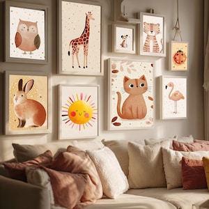 Bundle of 50 Nursery Prints - Kids Room Wall Art Collection - Baby Room Decor - Playful Animal Prints - Eclectic Nursery Wall Art