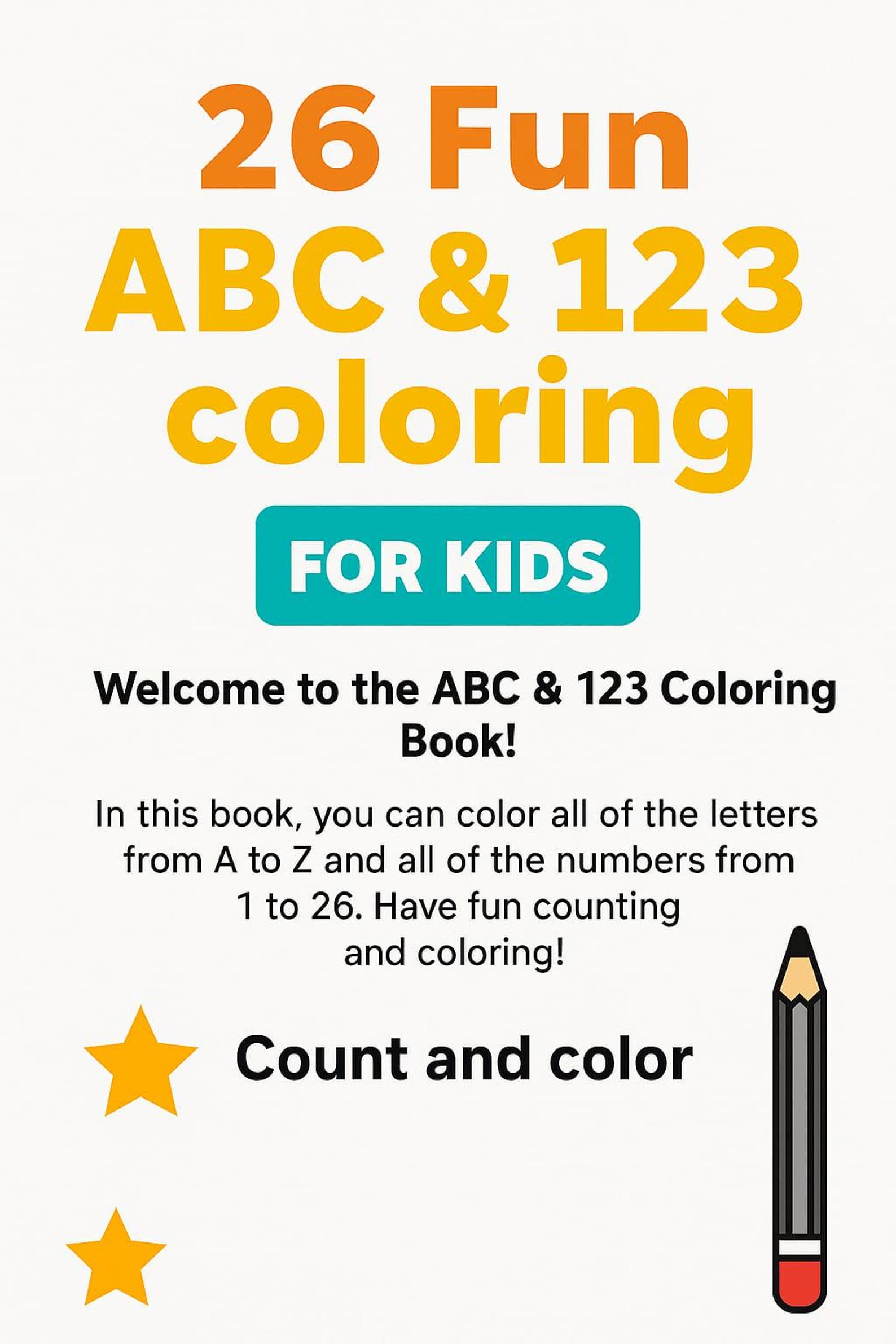 26 Fun ABC 123 Coloring Pages for Kids Alphabet and Number Tracing ...