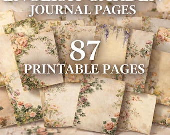 Junk Journal Kit Printable, English Garden Pages, Vintage Floral Ephemera (Instant Download)
