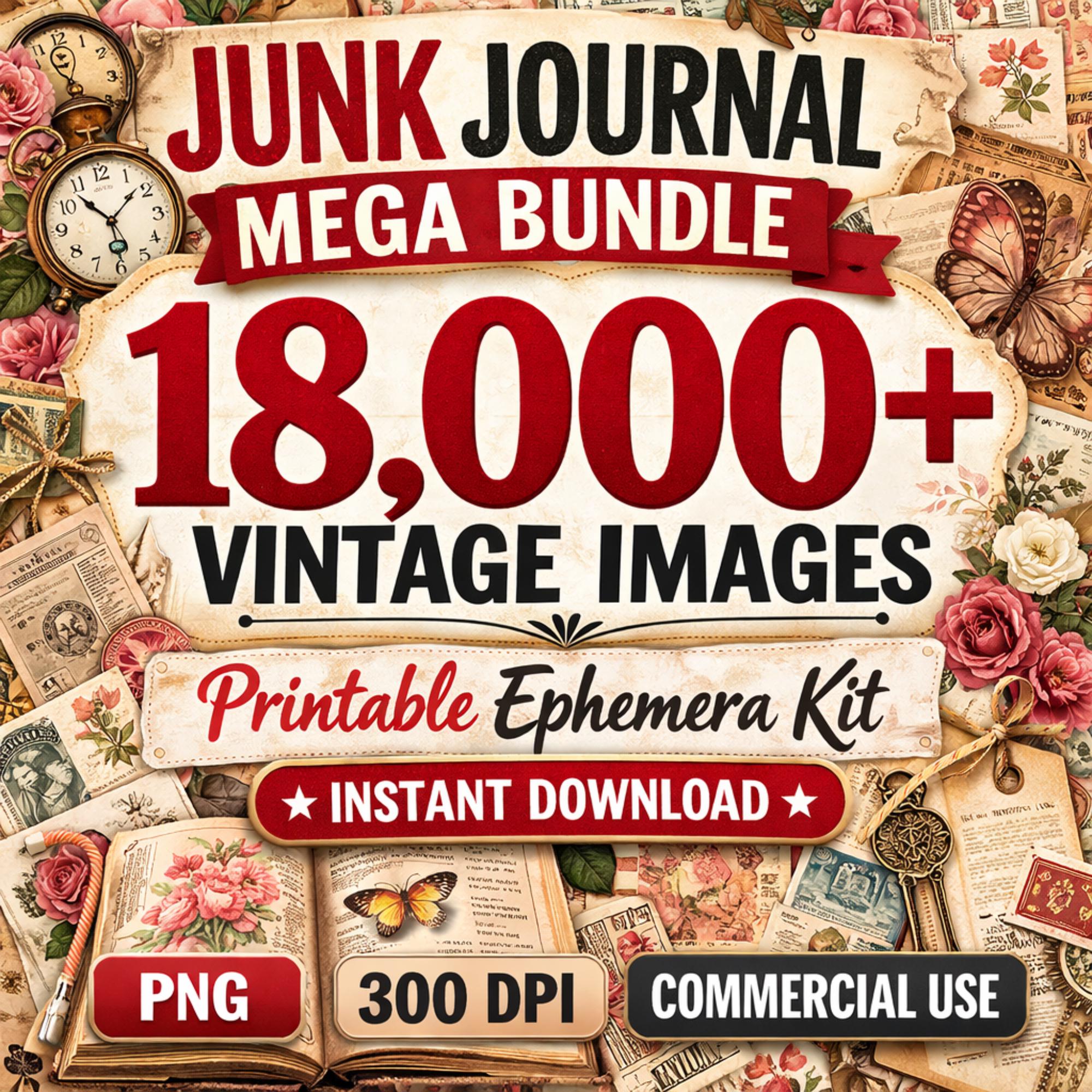 Junk Journal Kit 30000 Printable Vintage Ephemera Bundle | Digital ...