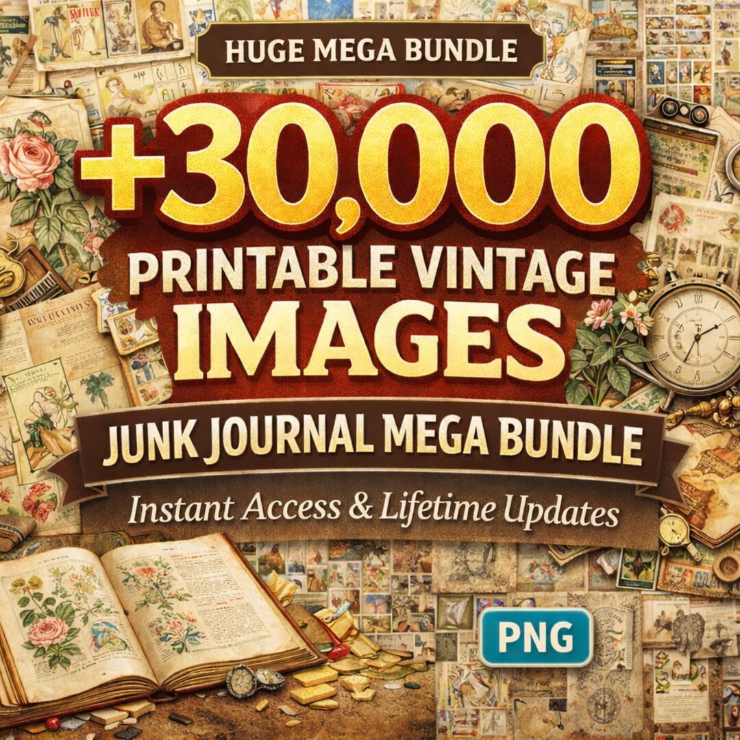 Junk Journal Kit 30000 Printable Vintage Ephemera Bundle | Digital ...