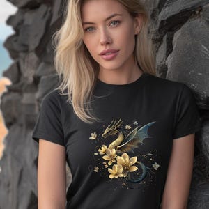 Fantasy Dragon Tshirt for Women,Mystical Dragon Graphic Tee,Feminine Dragon Top,Mythical Creature Tee,Gift for Dragon Lover,Fairy Dragon Tee