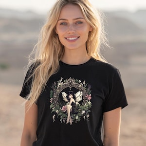 Butterfly Fairy T-Shirt, Fairy Flowers Tee, Mystical Fantasy Tee,Enchanted Fairy Top,Whimsical Wings Shirt,Magical Nature Spirit Graphic Tee