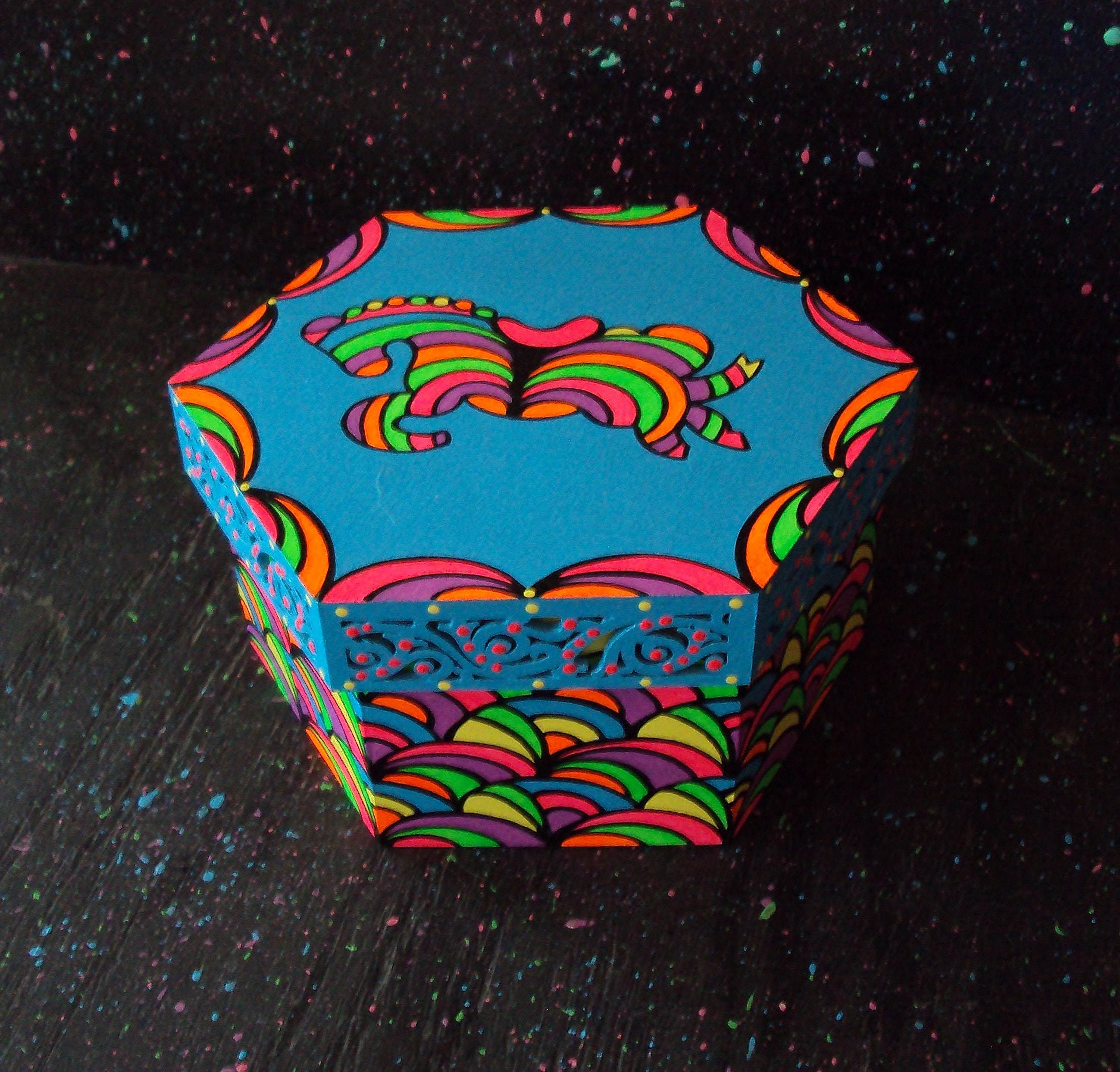 Hand Painted Box Psychedelic Horse Bright Swirls of Color Original ...