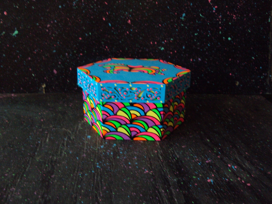 Hand Painted Box Psychedelic Horse Bright Swirls of Color - Etsy