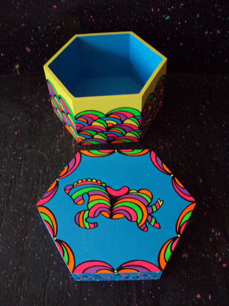 Hand Painted Box Psychedelic Horse Bright Swirls of Color - Etsy