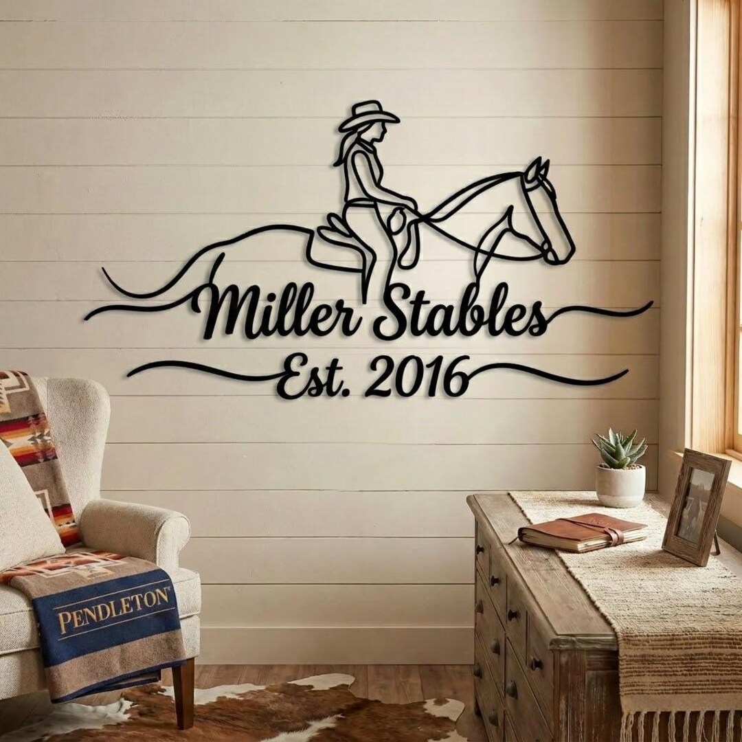Personalized Horse Stable Metal Sign, Custom Ranch Name Wall Art ...