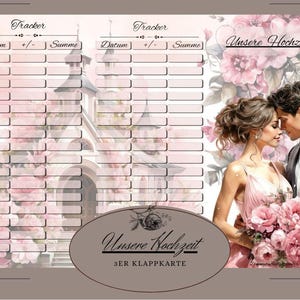 Savings challenge folding card &quot;Our Wedding&quot;, Budget Binder A6, savings challenge templates, budgeting, envelope method, digital download