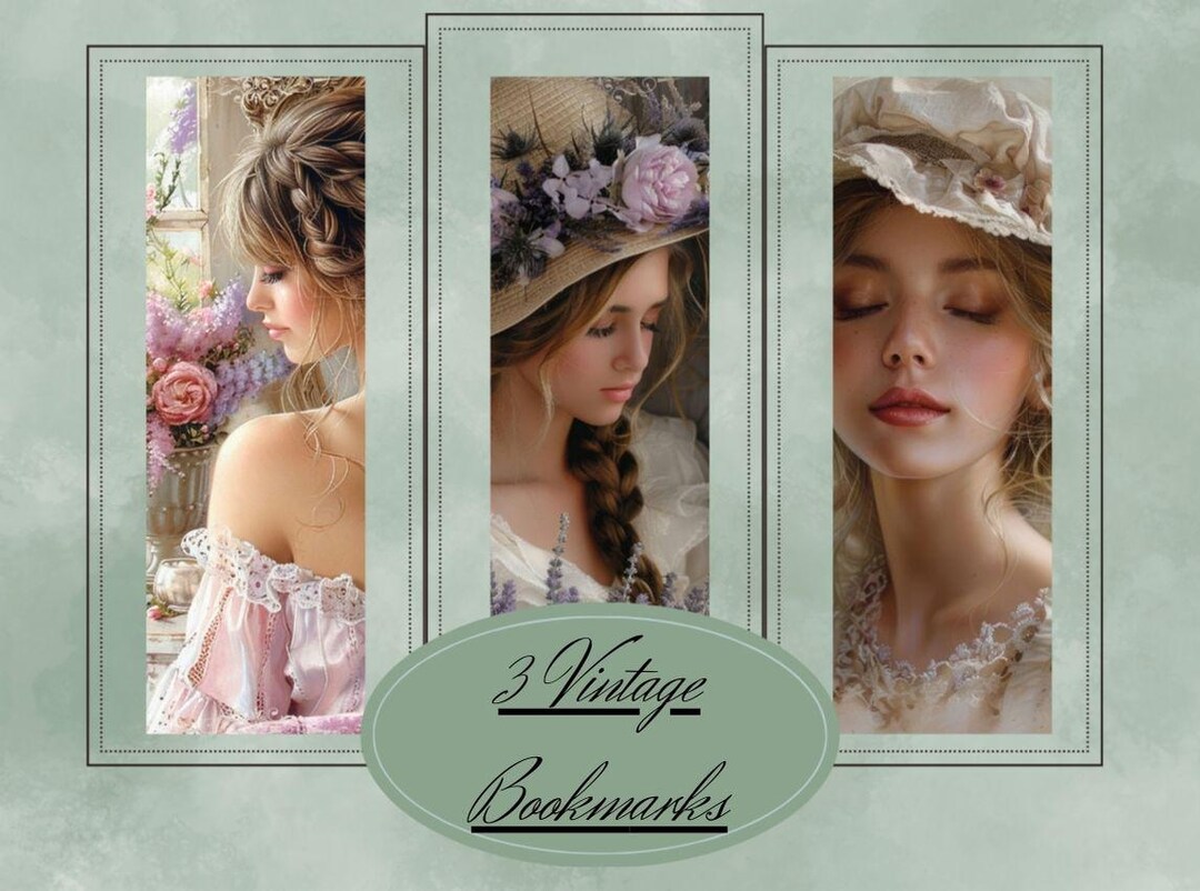 Vintage Bookmarks, Printable Bookmarks Woman, Bookmark Set to Print ...