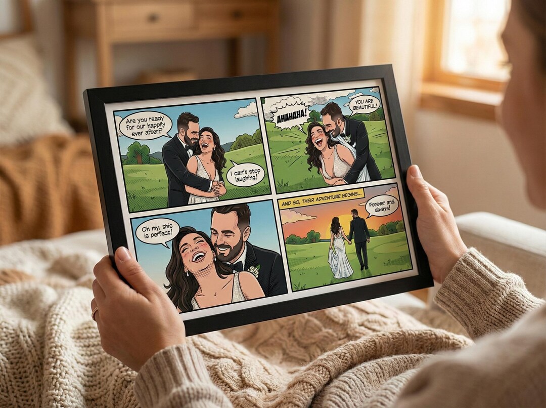 Custom Couple Comic Strip Art From Photo, Valentine's Gift (digital ...