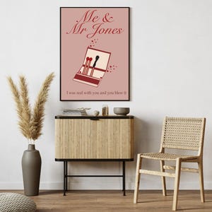 Poster "Me AND Mr. Jones" - Poster ispirato ad Amy Winehouse / Design scatola di fiammiferi bruciata / Arte murale musicale "Sass & Heartache" - Disegnato a mano
