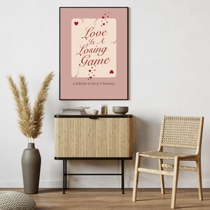 Poster Love Is a Losing Game – Poster inspiré d'Amy Winehouse | décoration murale vintage de cartes à jouer | Décoration Soulful Heartbreak - Dessinée à la main