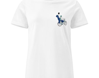 T-shirt da donna con coppia di ciclisti, maglietta con illustrazione minimalista, maglietta romantica, regalo per fidanzata, amante del ciclismo, grazioso streetwear