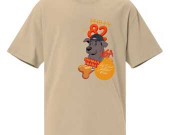 Maglietta retrò con cane – Cane dei cartoni animati in stile streetwear – Maglietta grafica urbana – Design vintage 82 – Maglietta divertente da uomo per gli amanti degli animali e del retrò