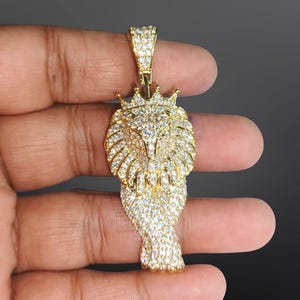 Moissanite Panther Pendant 3Ct Round Natural Moissanite Tester Pass Cluster Panther Pendant 14k Yellow Gold Plated Hip Hop Panther Pendant