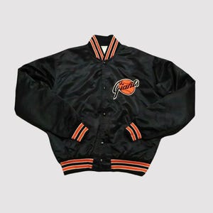 San Francisco Giants Black 80s Bomber Satin Varsity Jacket, Handmade Baseball Jacket, Lettermen Jacket, Full Embridered jacket, Unisex