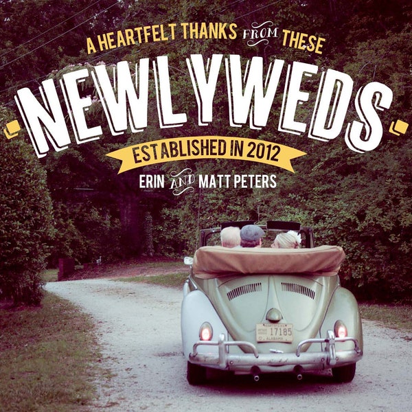 Vintage Newlywed Wedding Thank You Card Design