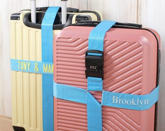 Cinghia per bagaglio ricamata: testo personalizzato, accessorio da viaggio durevole