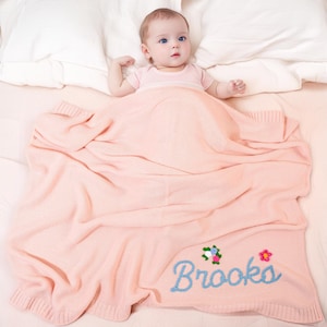 Personalized Hand-Embroidered Nursery Blanket: Ultra-Soft Baby Keepsake for Showers and Newborn Essentials