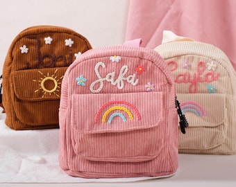 Personalisierter Kleinkind-Rucksack: Gestickter Name, spielerische Drucke