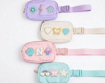 Personalisierte Kinder Gürteltasche mit Initial Patch, Custom Crossbody Gürteltasche für Reisen & Urlaub