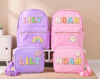 Conjunto personalizado de mochila y bolsa de almuerzo para niños, regalo de regreso a clases para niñas y niños.