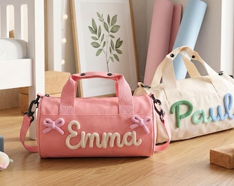 Bolsa de deporte infantil personalizada, bolso de viaje con nombre personalizado para baile, regalo de cumpleaños para niños y niñas.