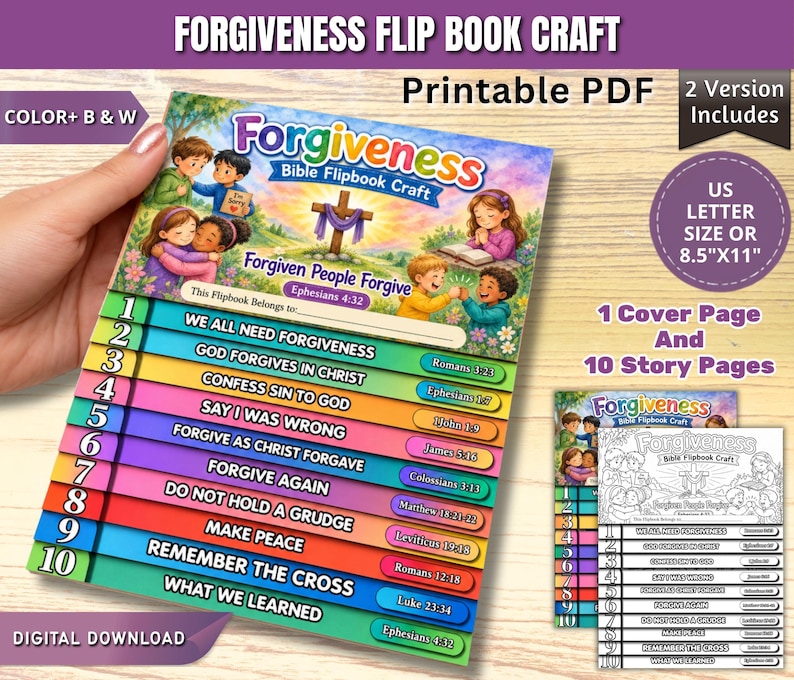 Forgiveness Flip Book Craft | Christian Forgiving Others Bible Activity ...