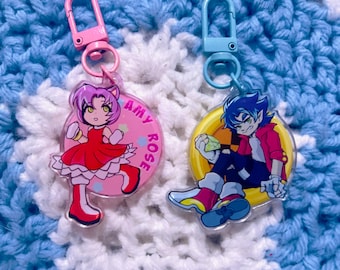 Sonic & Amy gijinka/human acrylic charms 1.97” inch