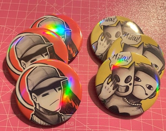 OFF game rainbow holographic button/badges 2.25” inches