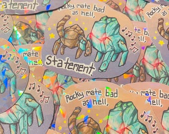 Project Hail Mary | PHM Rocky & Adrian | ‘Bad as hell’ holographic and sand glitter sticker | 3 inches