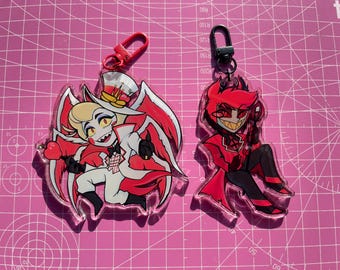 Hazbin Hotel Lucifer & Alastor large acrylic charms 3.54” inches